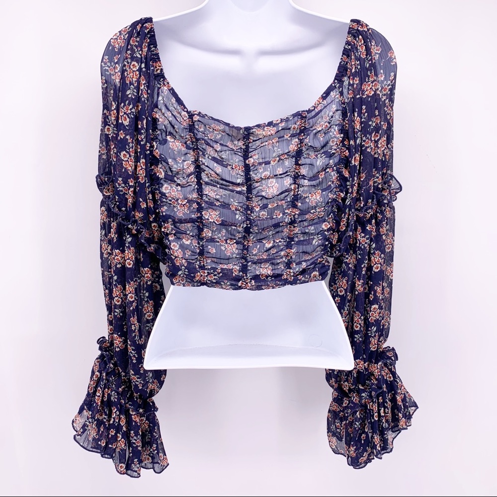 Fanco Boutique Floral Cropped Top Women’s Size Small